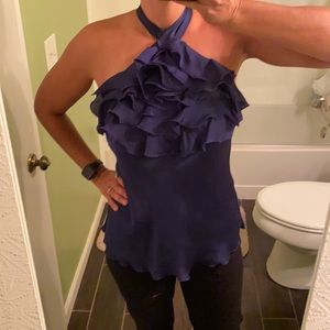 🔥 2/$20 Express royal blue ruffle blouse/halter top